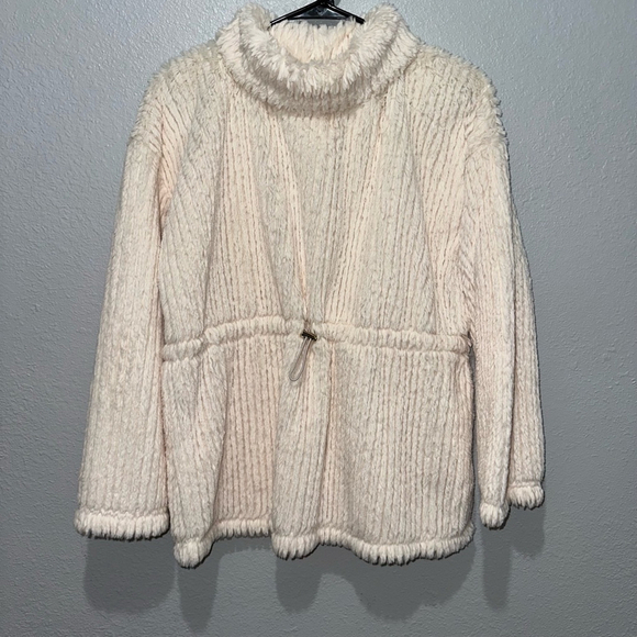Cupio Sweaters - Women's Cupio Sweater S/P Off White cream fuzzy mock turtleneck winter warm